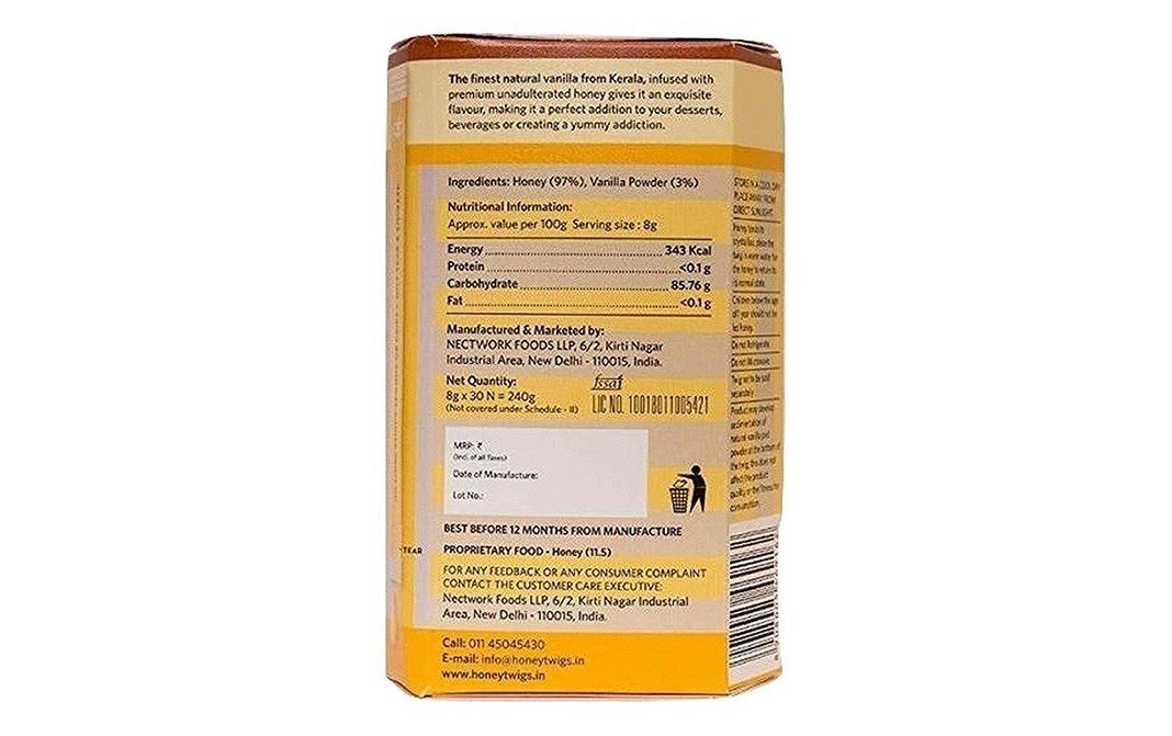 Honey Twigs Vanilla Infused Honey Without the Mess   Jar  240 grams
